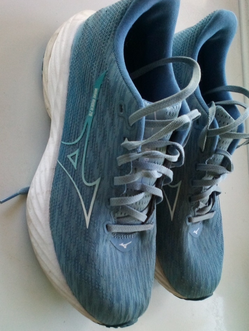 Mizuno Light Blue Knit Running Sneakers